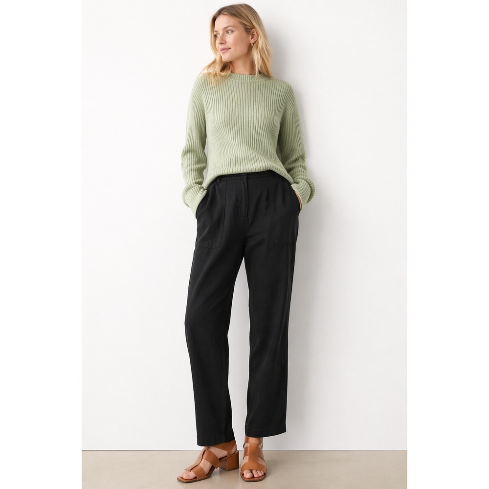 Minimalist J.Crew‎ Drapey Twill Pants 6 Black Viscose Relaxed Straight Chic